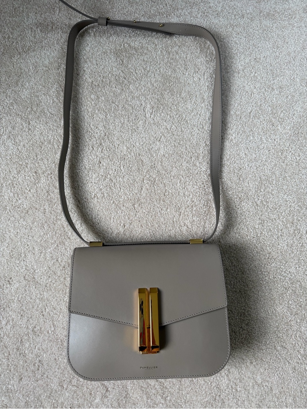 DeMellier Taupe Leather Crossbody with Gold Hardware